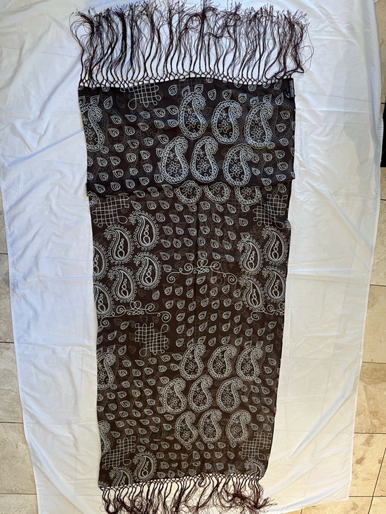 Giorgio Armani Accessories - Giorgio Armani Brown Paisley Fringe Scarf